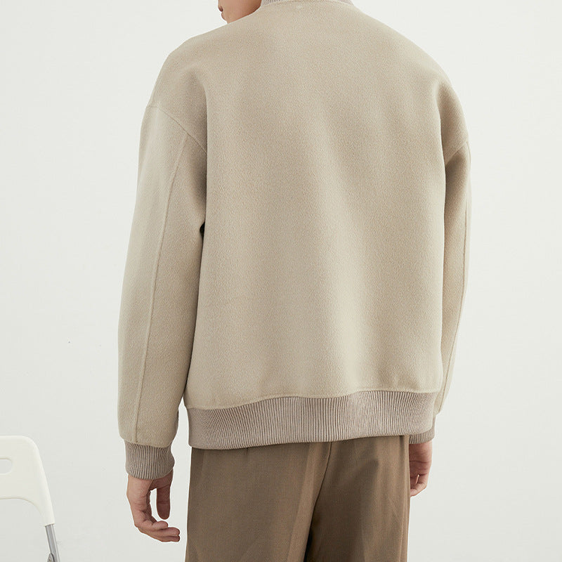 Men's short jacket in blouson style made of wool blend with ribbed collar, zipper, and chest pocket Mune Fashion