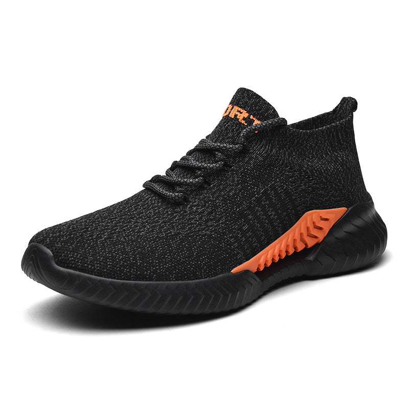 Men's breathable knit urban trainers with sock-like upper, elastic lacing, and shock-absorbing wave sole Mune Fashion
