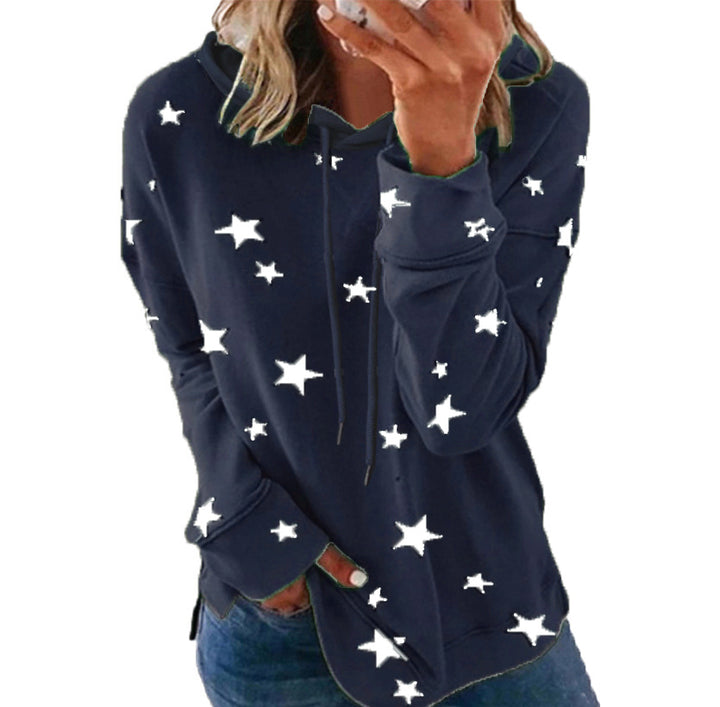 Women's Oversize Hoodie made of soft cotton blend with star print Mune Fashion