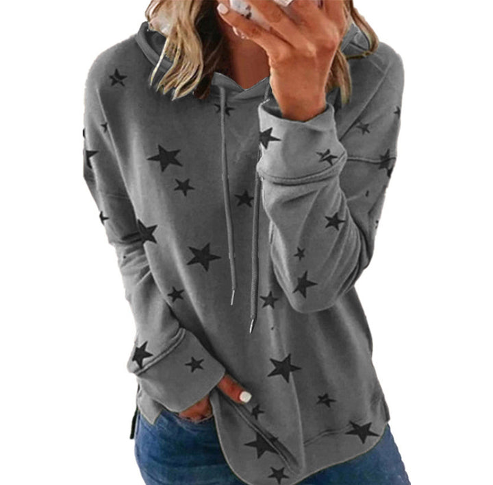 Women's Oversize Hoodie made of soft cotton blend with star print Mune Fashion