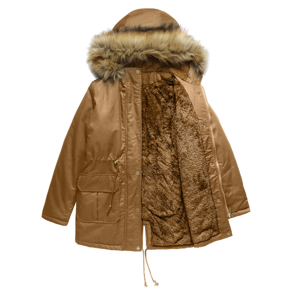 Women’s Warm Outdoor Parka with Detachable Hood and Luxurious Faux Fur Mune