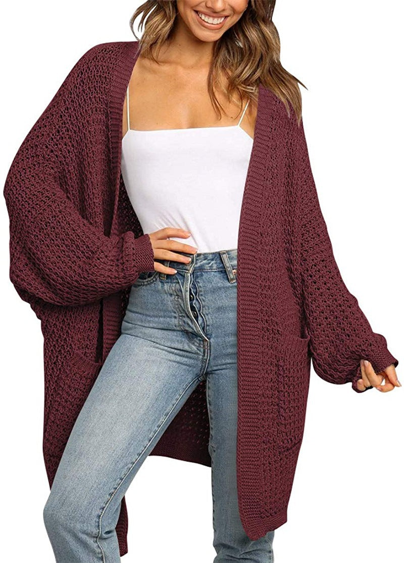 Women's Longer Open Chunky Knit Cardigan in Cocoon Cut with Pockets Mune Fashion