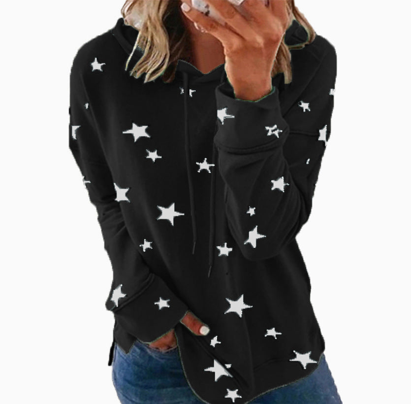 Women's Oversize Hoodie made of soft cotton blend with star print Mune Fashion