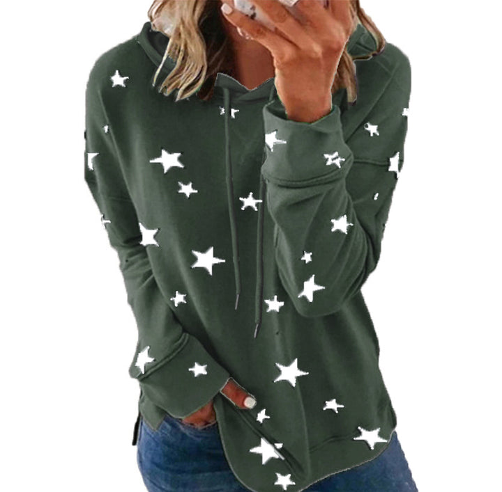 Women's Oversize Hoodie made of soft cotton blend with star print Mune Fashion