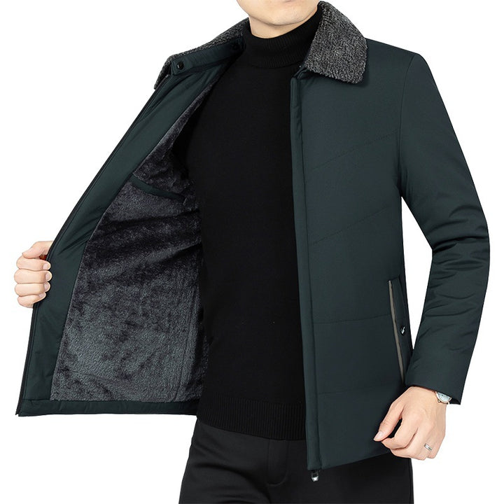 Men's Padded Winter Jacket with Soft Plush Lining, Stand-Up Collar and Narrow Quilting Mune Fashion