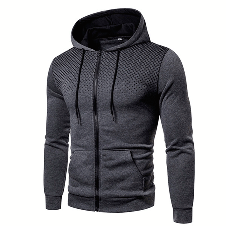 Men's sporty hoodie with full zipper, contrasting inner lining and breathable dotted pattern Mune Fashion