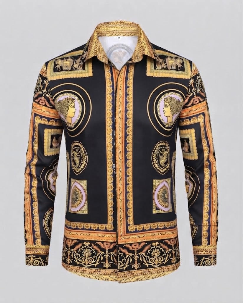 Men's fashionable shirt with artistic print and elegant details Mune Fashion