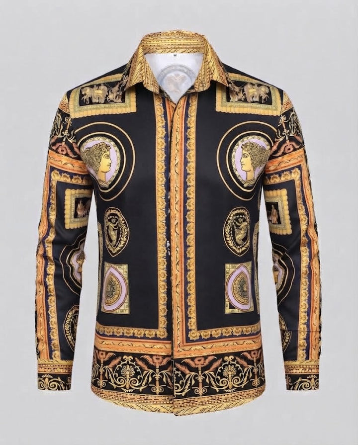 Men's fashionable shirt with artistic print and elegant details Mune Fashion