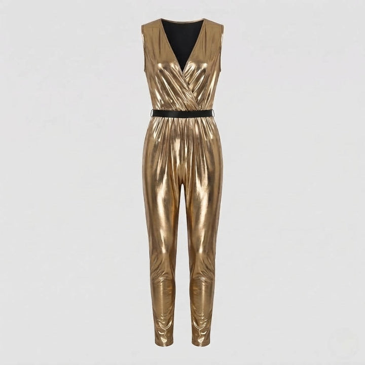 Men's Shiny Disco Costume made of Metallic Foil with Wide Pant Hem Mune Fashion