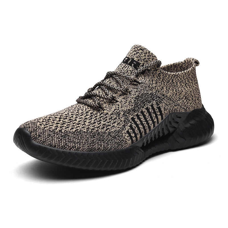 Men's breathable knit urban trainers with sock-like upper, elastic lacing, and shock-absorbing wave sole Mune Fashion