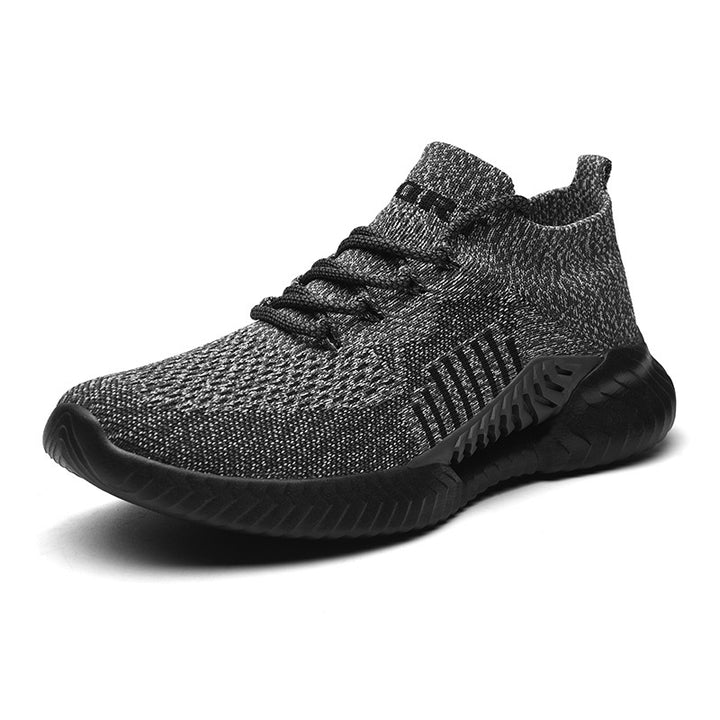 Men's breathable knit urban trainers with sock-like upper, elastic lacing, and shock-absorbing wave sole Mune Fashion