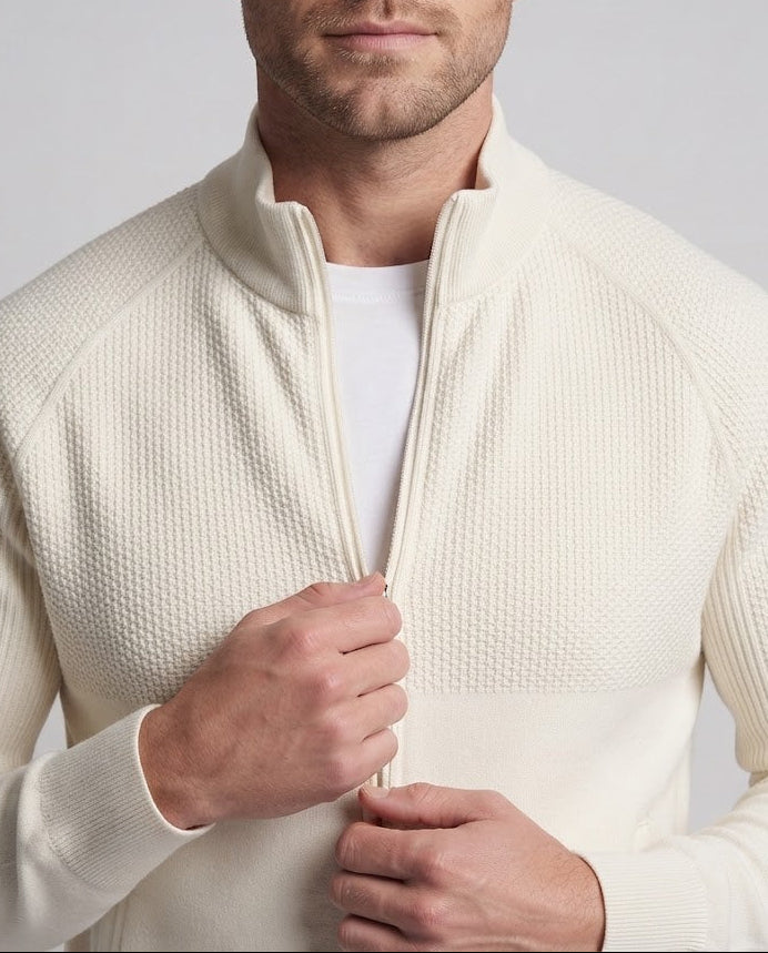 Men's sporty fleece jacket with full-length zipper Mune Fashion