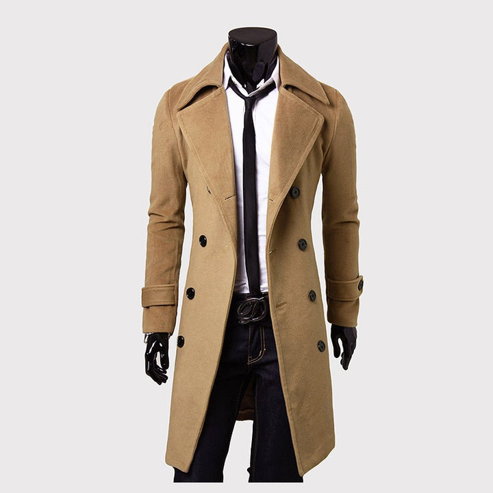 Men's elegant double-breasted coat with narrow tailoring and wide lapels Mune Fashion