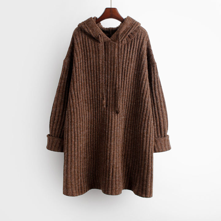 Women's Oversize Hoodie made of ribbed knit with tunic cut Mune Fashion