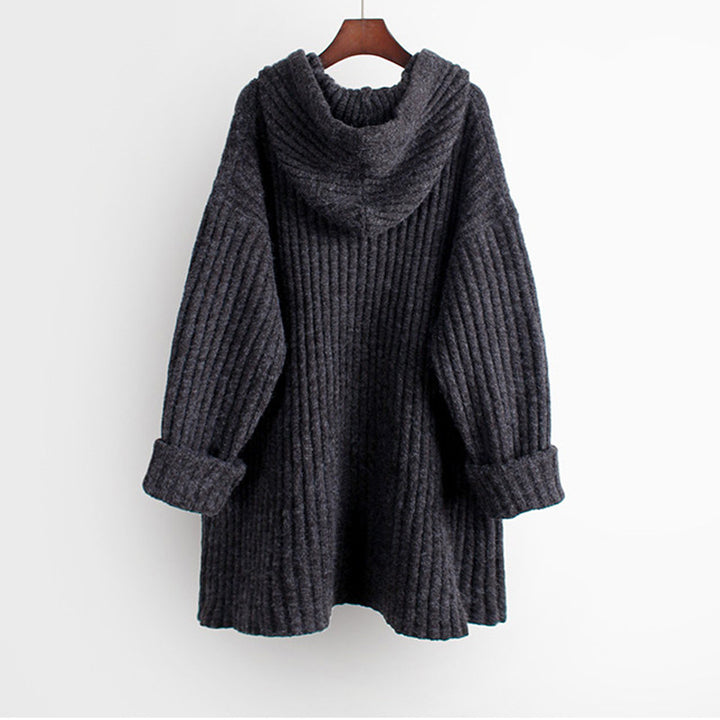 Women's Oversize Hoodie made of ribbed knit with tunic cut Mune Fashion