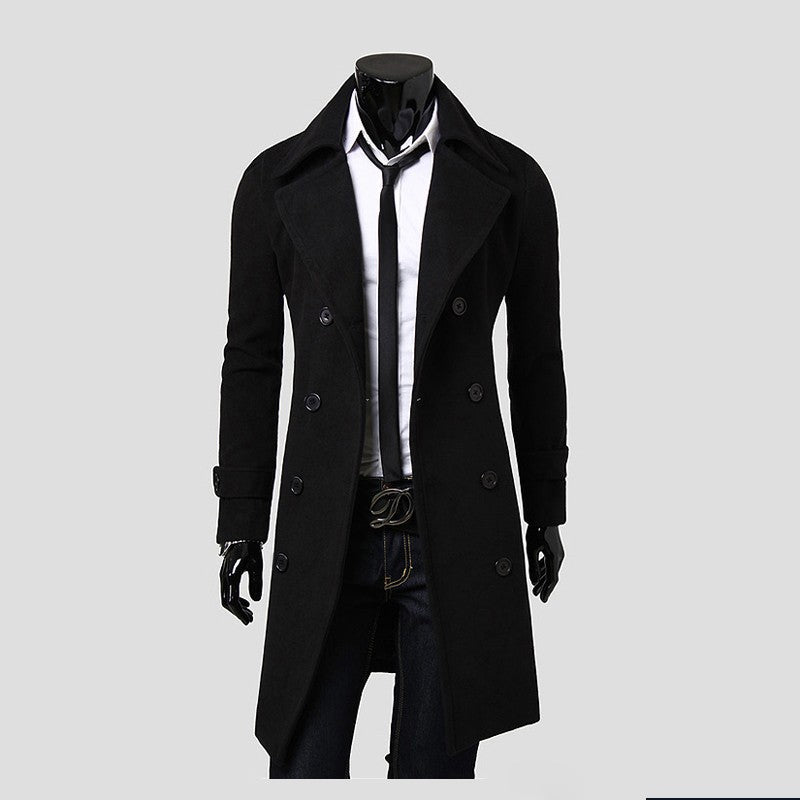 Men's elegant double-breasted coat with narrow tailoring and wide lapels Mune Fashion