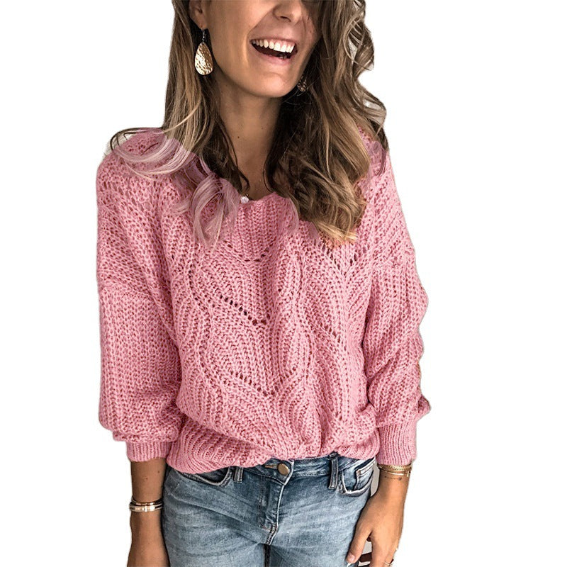 Women Oversize Lace-Chunky Knit Sweater with Boat Neck and Cable Pattern Mune Fashion