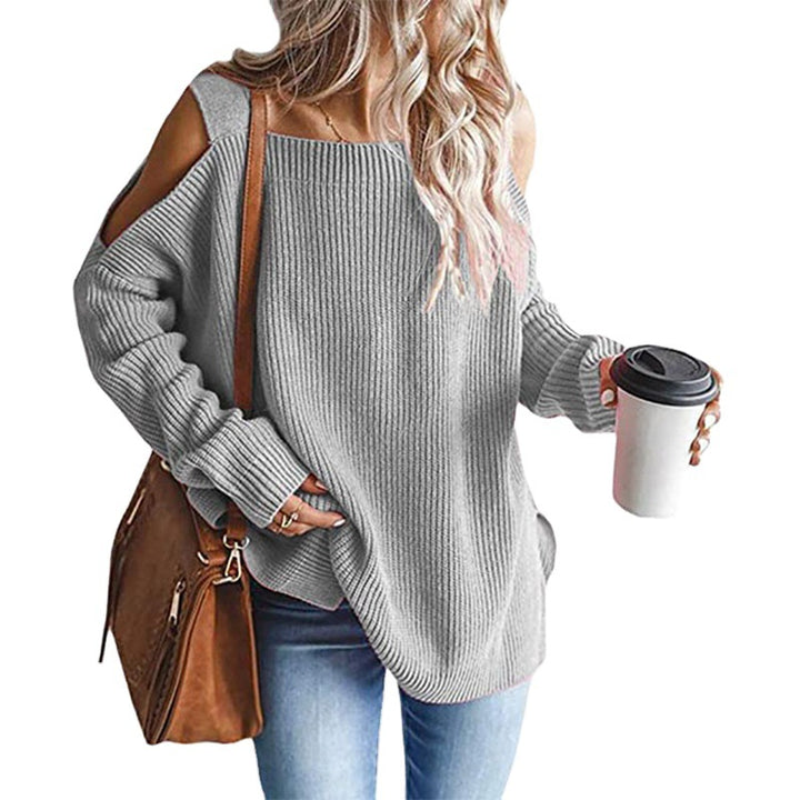 Women’s oversized ribbed pullover with shoulder cut-outs and wide boat neckline Mune Fashion