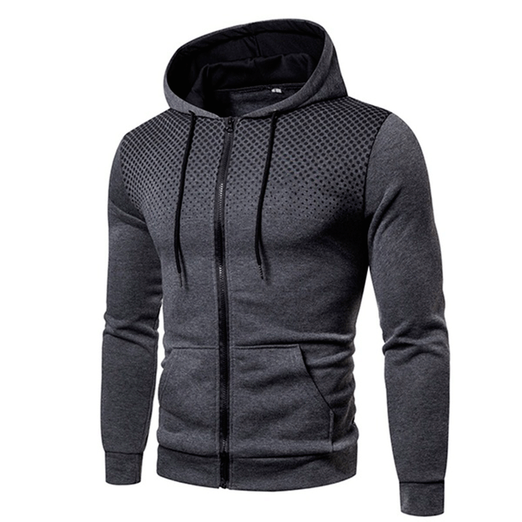 Men's sporty hoodie with full zipper, contrasting inner lining and breathable dotted pattern Mune Fashion