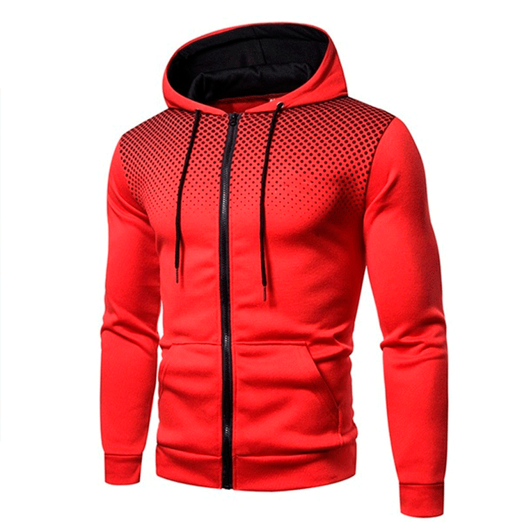 Men's sporty hoodie with full zipper, contrasting inner lining and breathable dotted pattern Mune Fashion