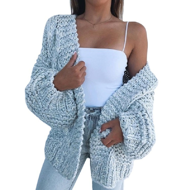Women Oversized Chunky Knit Cardigan with Balloon Sleeves and Open Front Mune Fashion