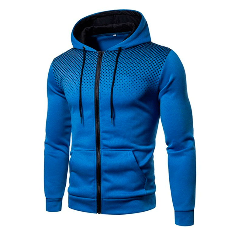 Men's sporty hoodie with full zipper, contrasting inner lining and breathable dotted pattern Mune Fashion