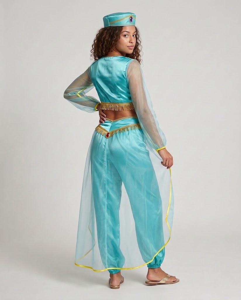 Women's Magical Princess Costume with Transparent Sleeves and Glittering Accents Mune Fashion