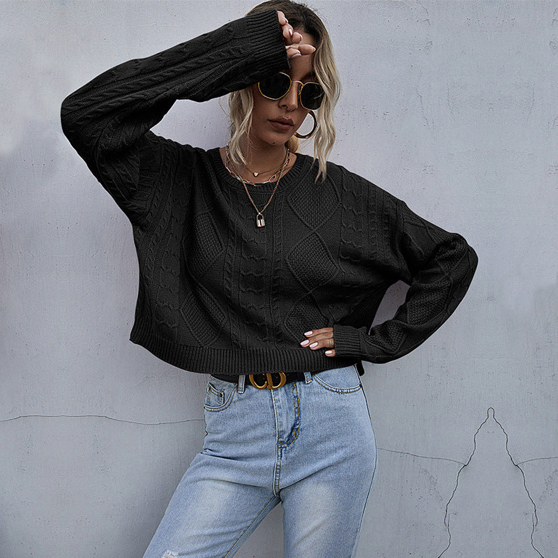Women’s Oversized Cable Knit Sweater with Lace Details Mune Fashion
