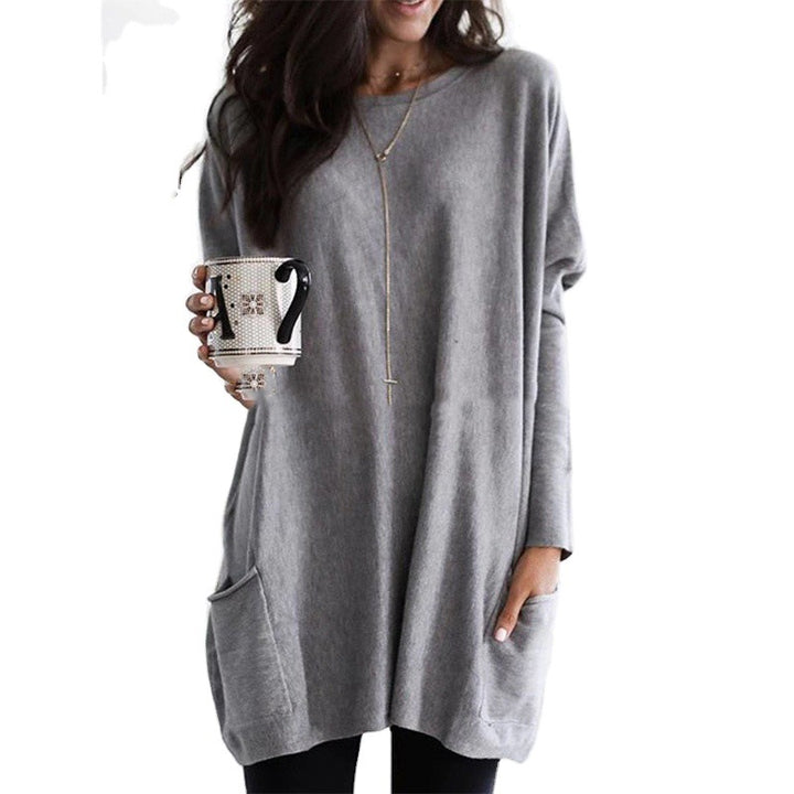 Women's oversized long shirt with contrast block and patch pockets Mune Fashion