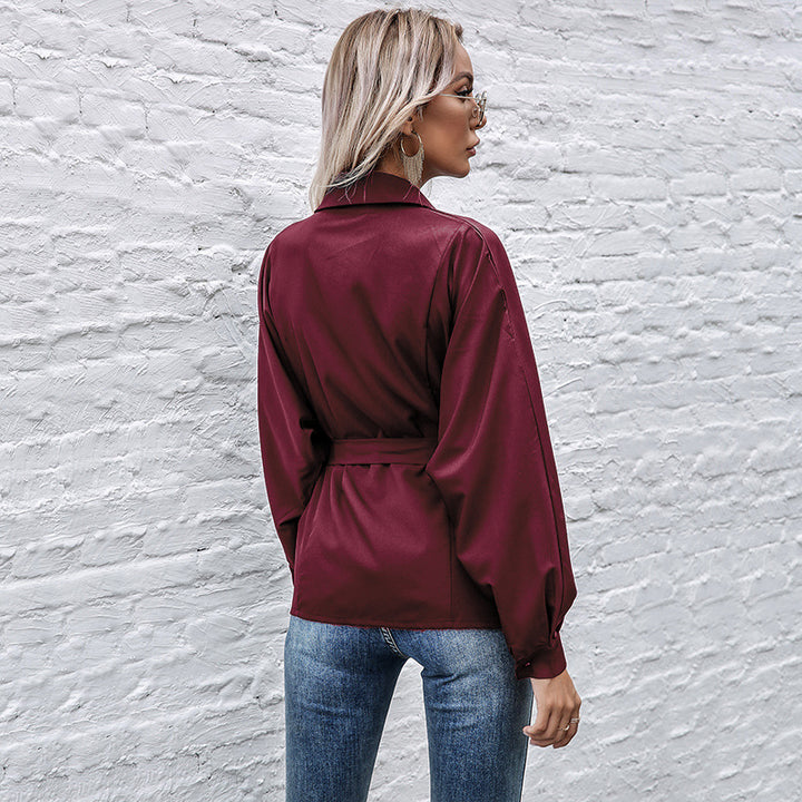 Women's Fitted Shirt with Ties and Chest Pockets Mune Fashion