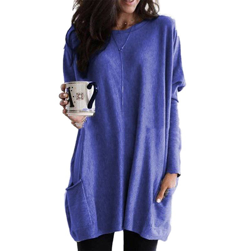Women's oversized long shirt with contrast block and patch pockets Mune Fashion