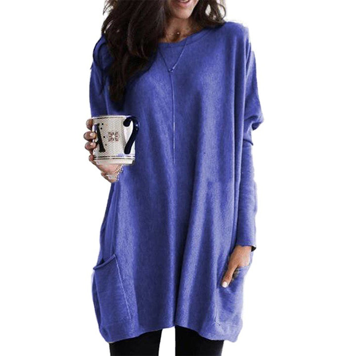 Women's oversized long shirt with contrast block and patch pockets Mune Fashion