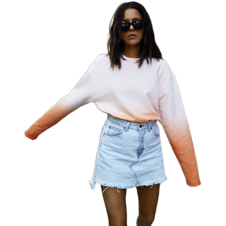Women's Oversize Dip-Dye Sweatshirt with Gradient and Straight Hem Mune Fashion