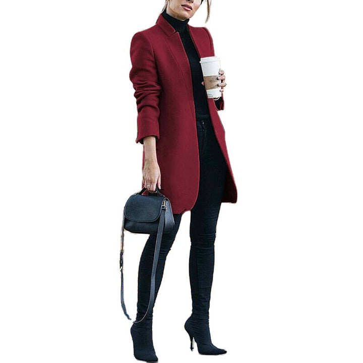 Women's tailored wool blend coat with concealed button placket and shaping darts Mune Fashion