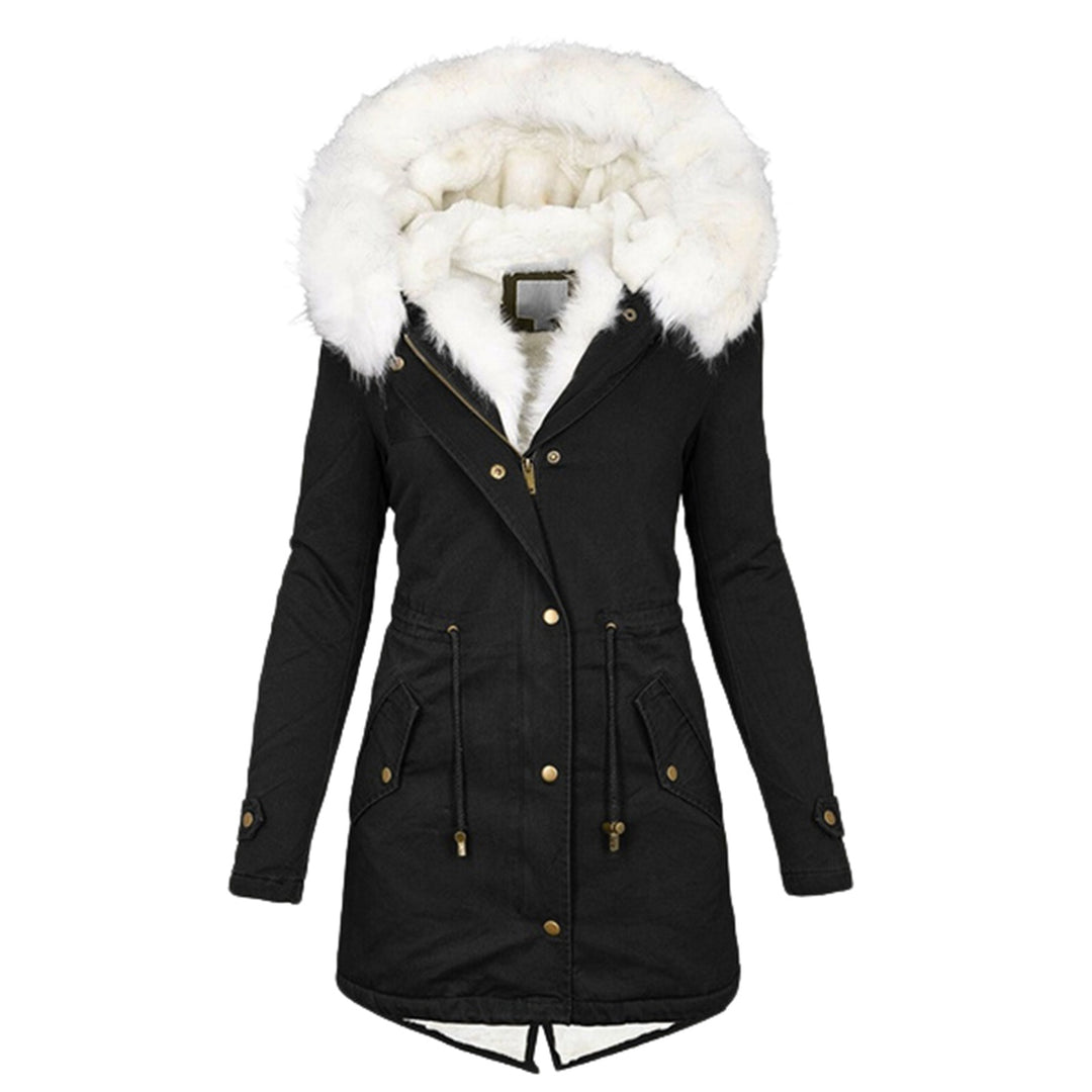 Women's Lined Parka Coat with Teddy Lining, Removable Faux Fur Hood and Waist Drawstring Mune Fashion