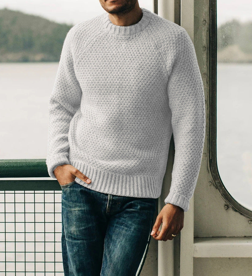 Men's raglan structured pullover with waffle texture and ribbed cuffs Mune Fashion