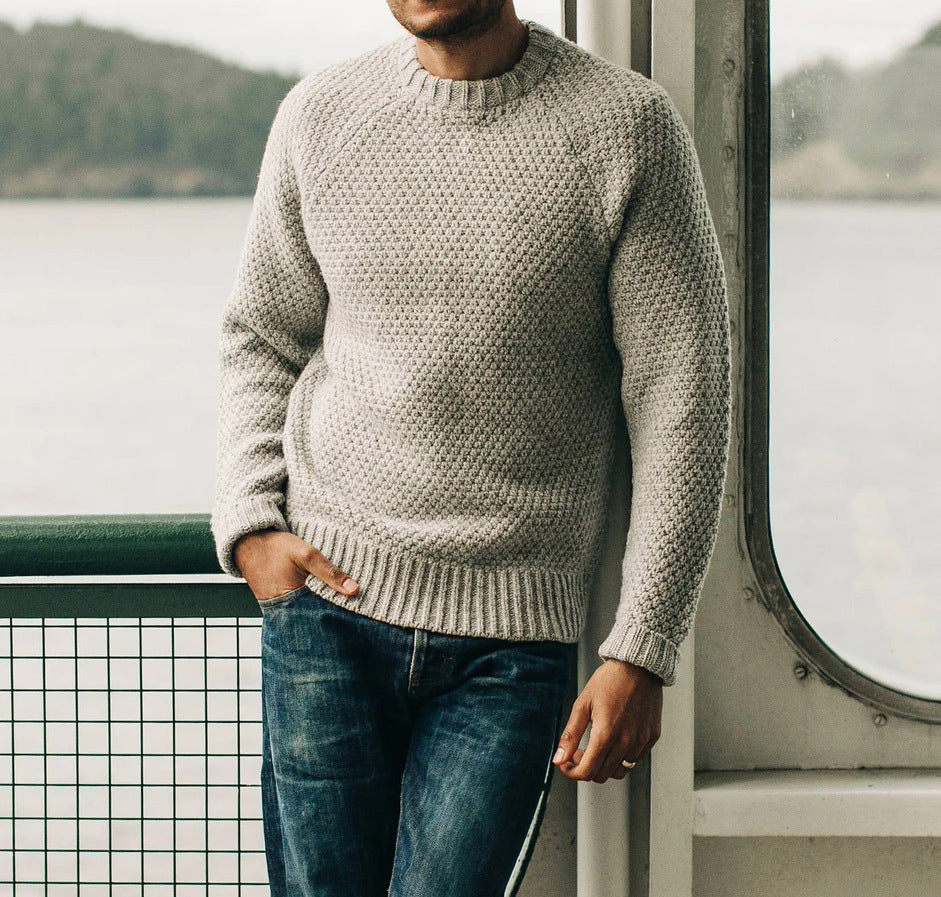 Men's raglan structured pullover with waffle texture and ribbed cuffs Mune Fashion