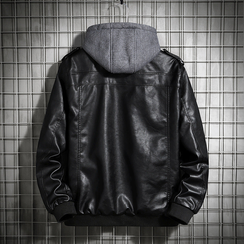 Men's Fashion Leather Jacket with Hood Mune Fashion