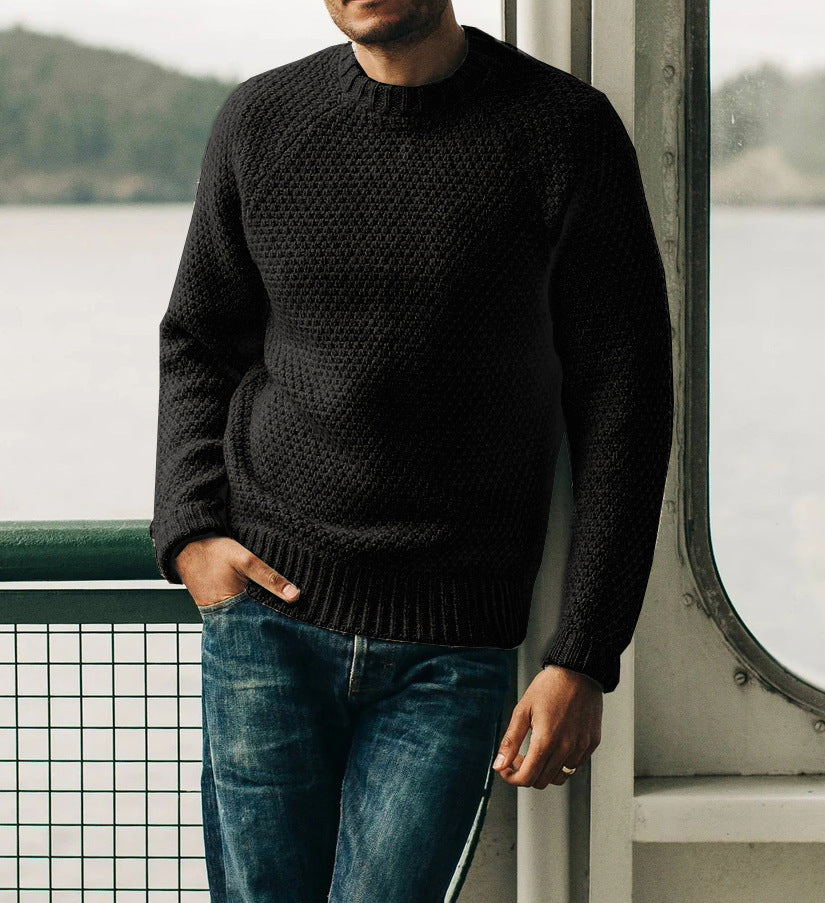 Men's raglan structured pullover with waffle texture and ribbed cuffs Mune Fashion