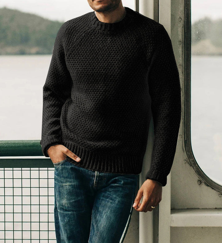 Men's raglan structured pullover with waffle texture and ribbed cuffs Mune Fashion