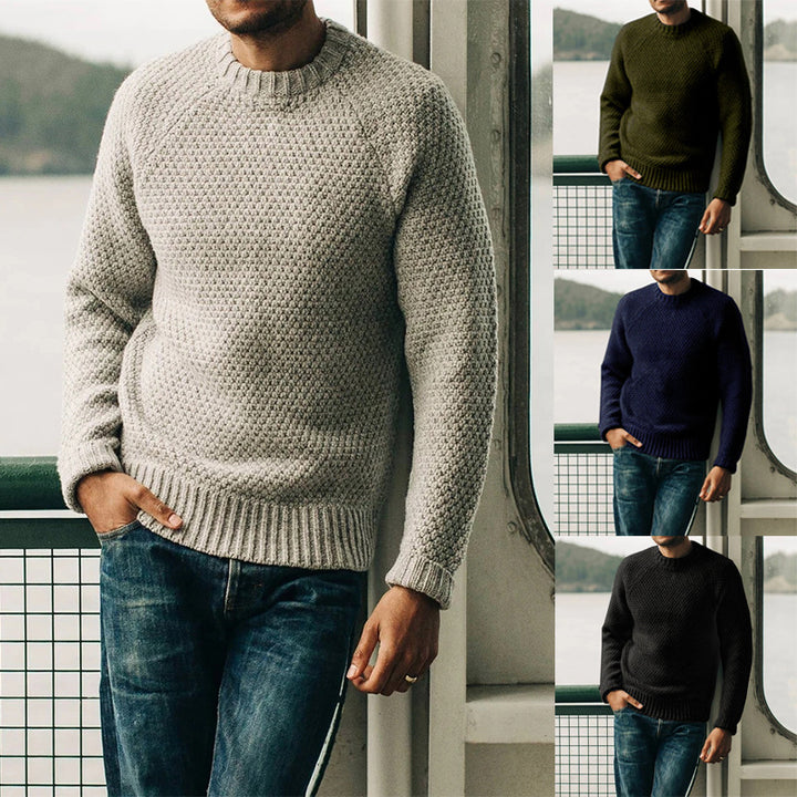 Men's raglan structured pullover with waffle texture and ribbed cuffs Mune Fashion