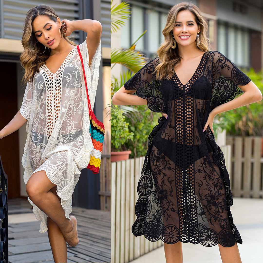 Women's luxurious beach cover-up with delicate crochet pattern Mune Fashion