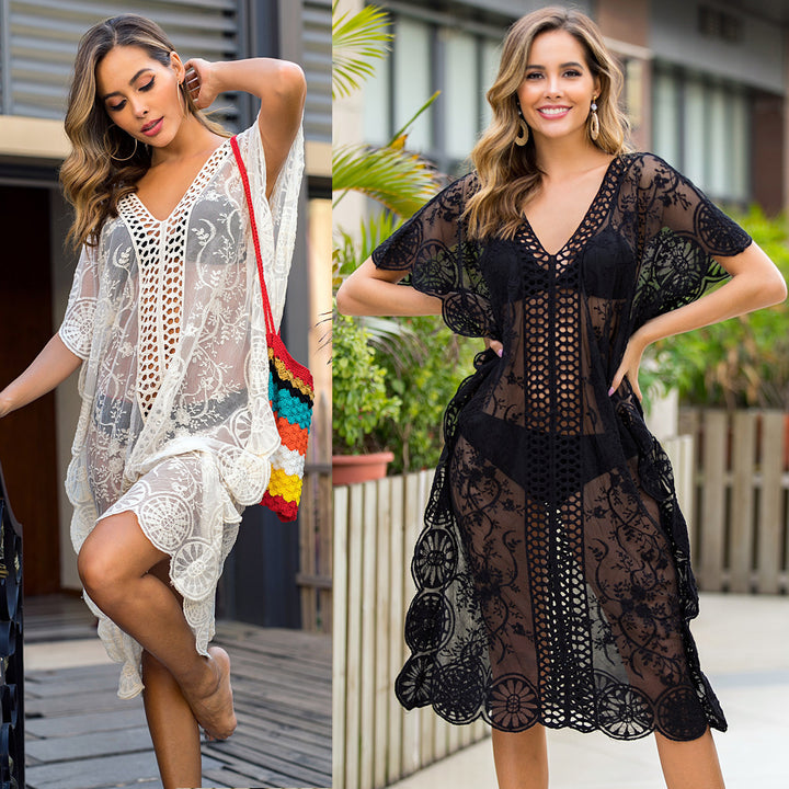 Women's luxurious beach cover-up with delicate crochet pattern Mune Fashion