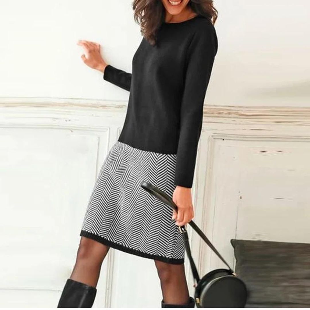 Mune | Chic Dress with Houndstooth Edge