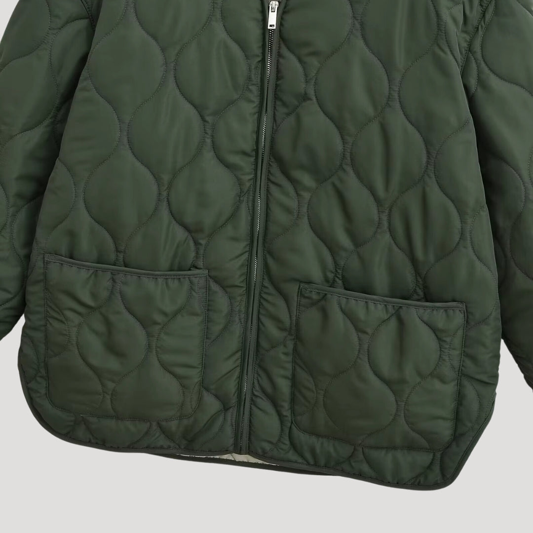Mune | Women's quilted oversized green fleece zip-up jacket