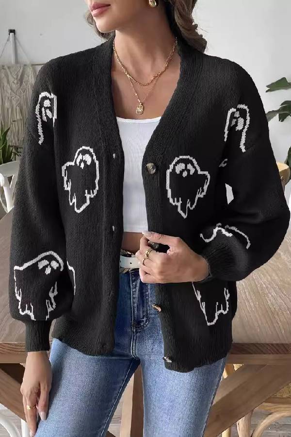Mune | Loose Casual Cartoon Jacquard Jacket