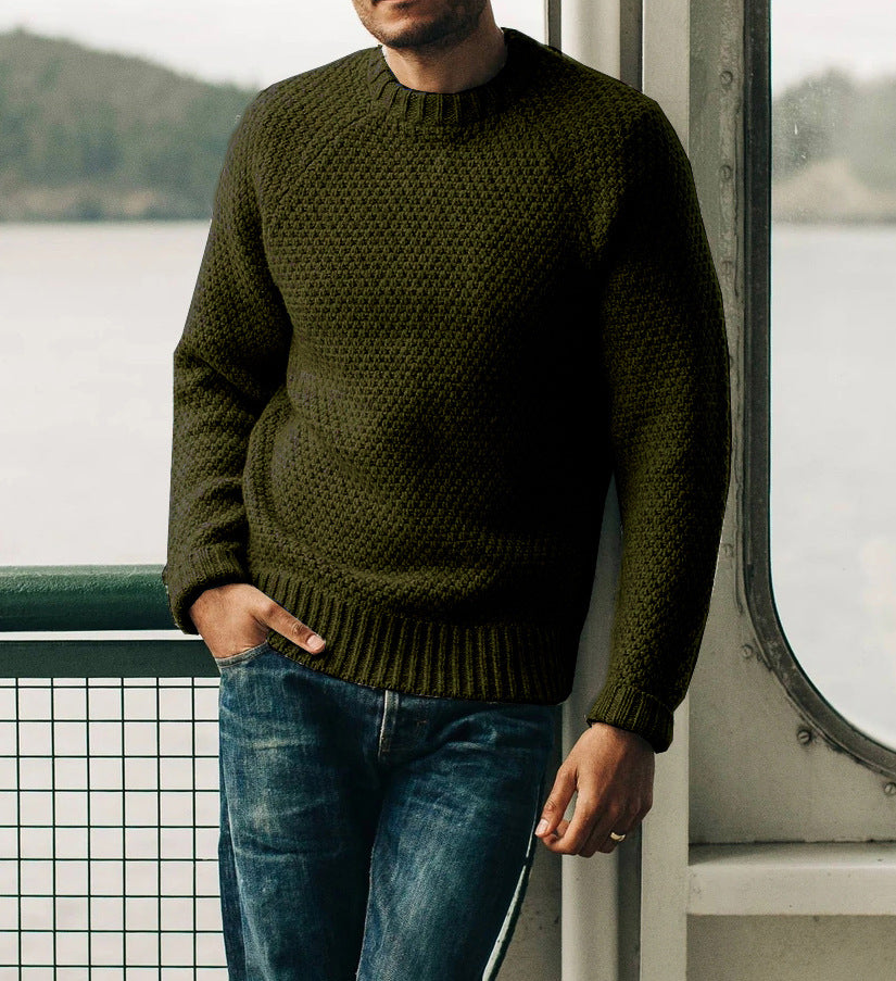 Men's raglan structured pullover with waffle texture and ribbed cuffs Mune Fashion