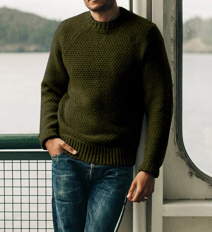 Men's raglan structured pullover with waffle texture and ribbed cuffs Mune Fashion