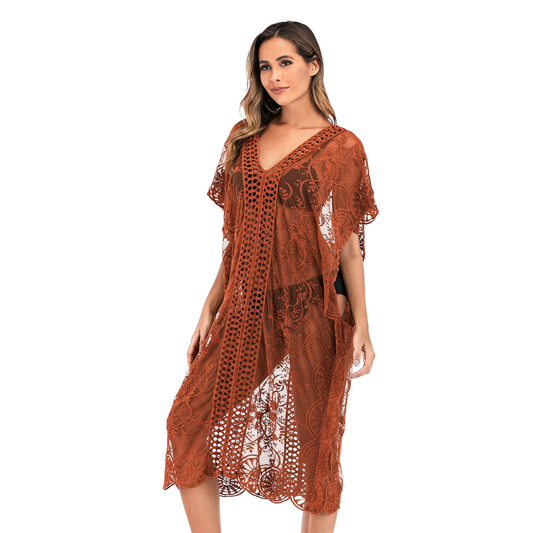 Women's luxurious beach cover-up with delicate crochet pattern Mune Fashion