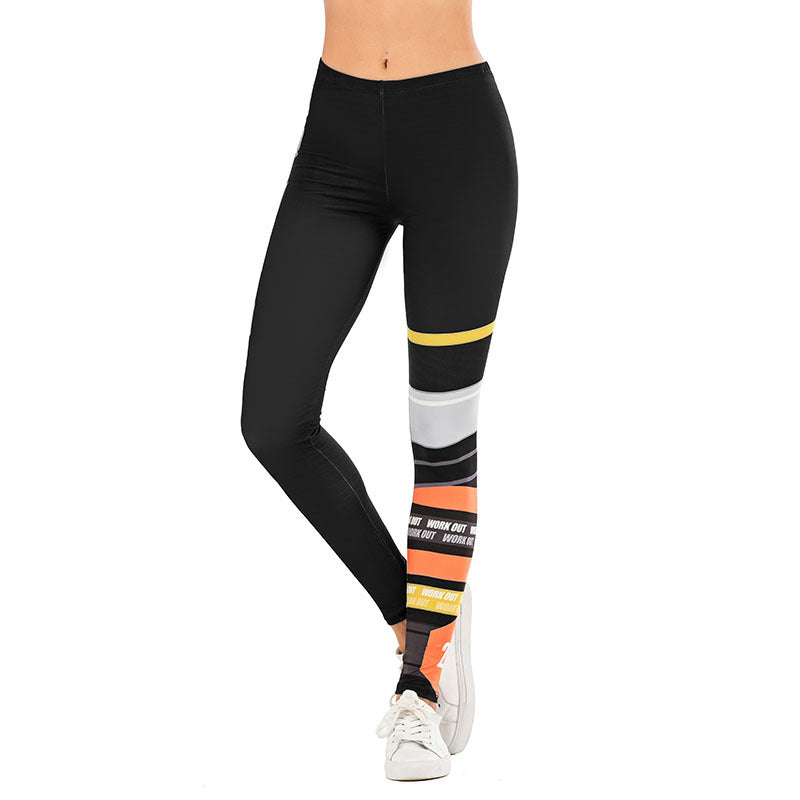 Ladies leggings with abstract striped pattern, high waist and breathable stretch functional fabric Mune Fashion